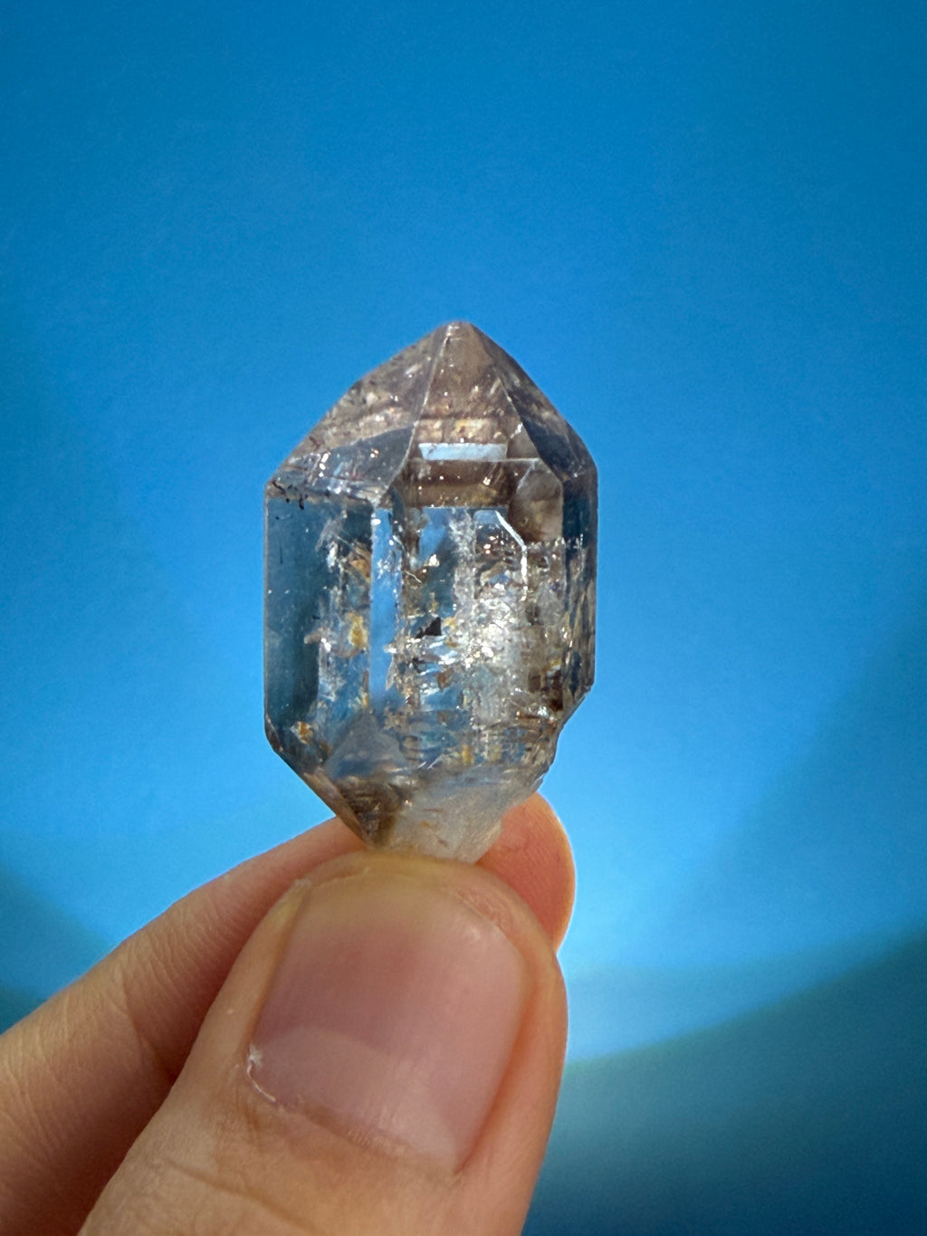 Elestial Quartz Crystal - Light Tea Scepter Point