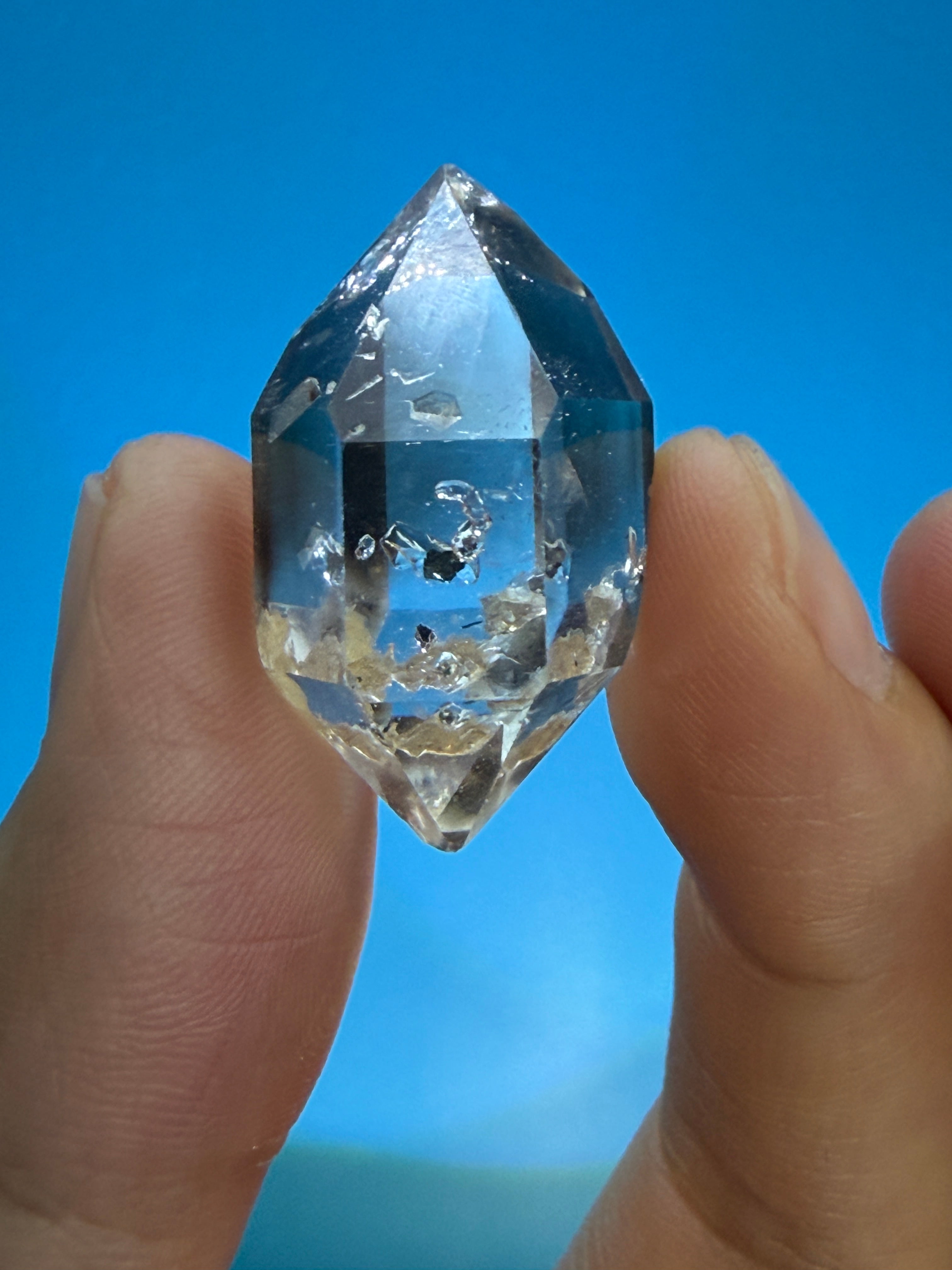 Elestial Quartz Crystal - Light Tea-Toned Layered Form