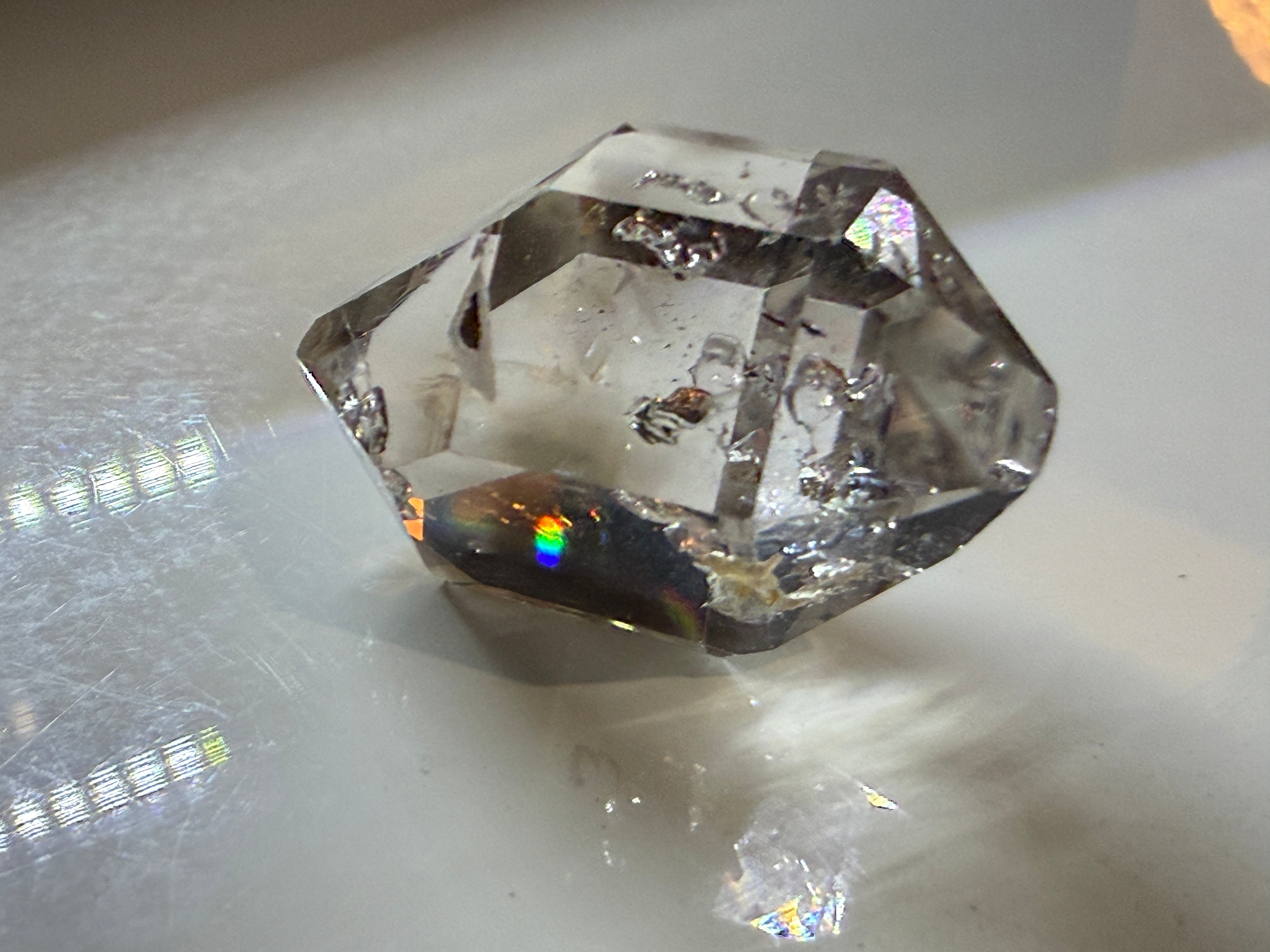 Elestial Quartz Crystal - Light Tea-Toned Layered Form