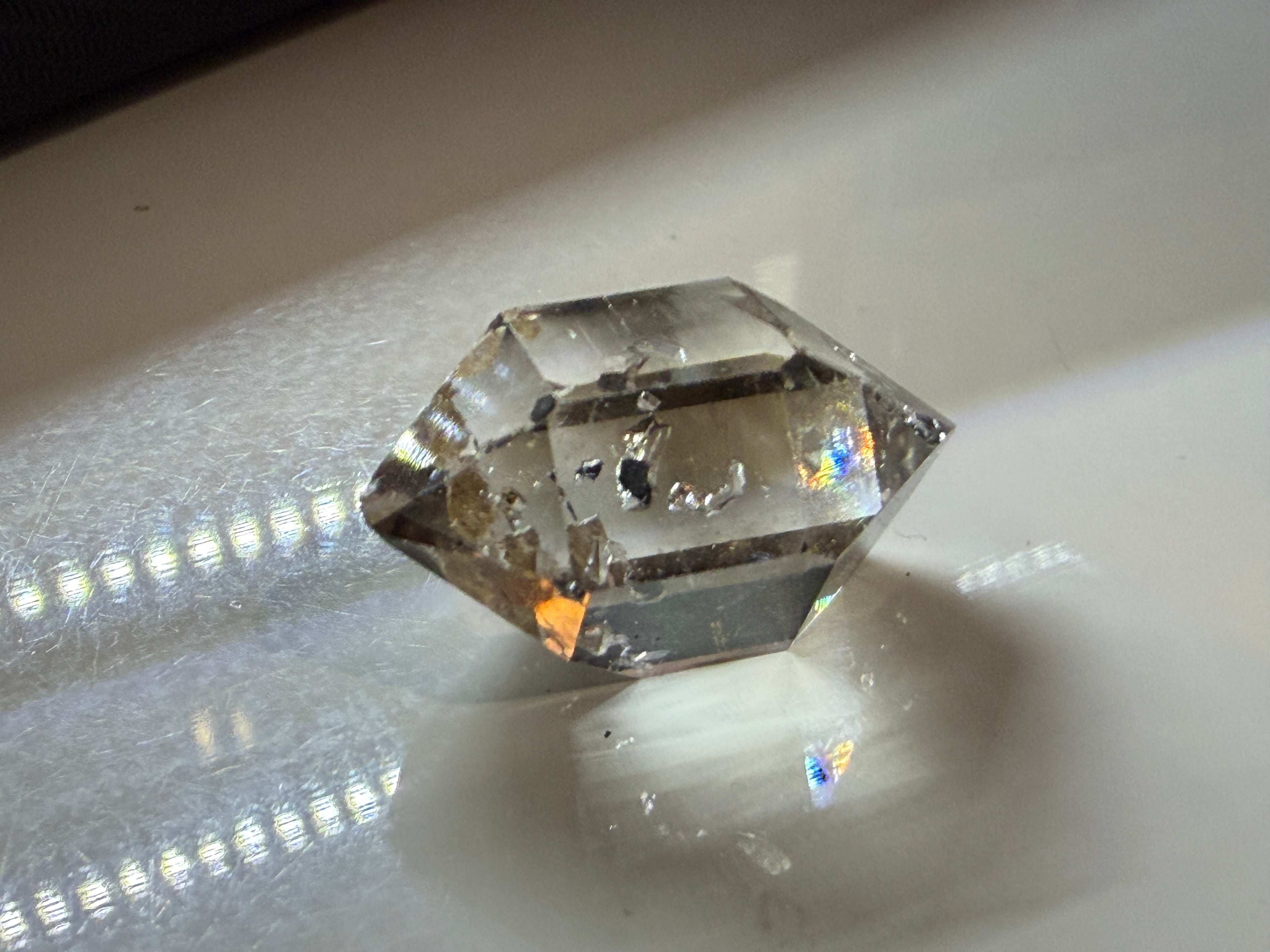 Elestial Quartz Crystal - Light Tea-Toned Layered Form