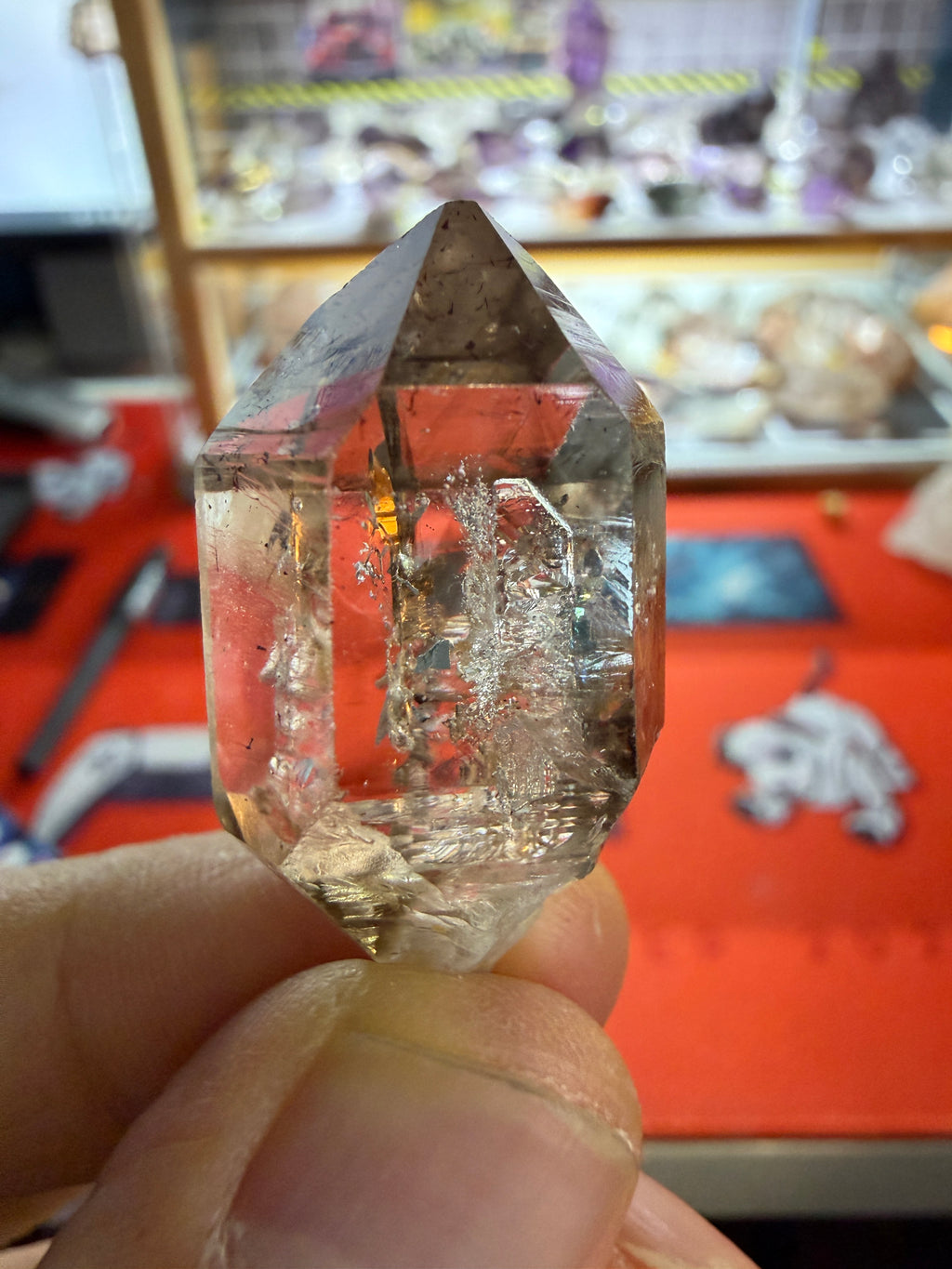 Elestial Quartz Crystal - Light Tea Scepter Point