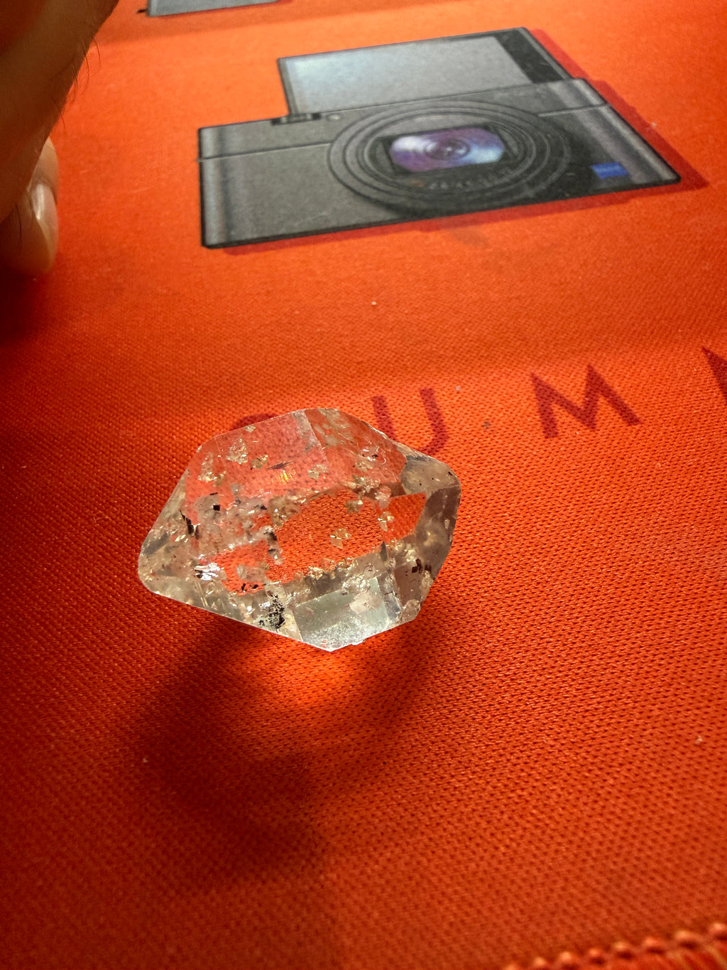 Elestial Quartz Crystal - White Inclusions & Rainbow Flash