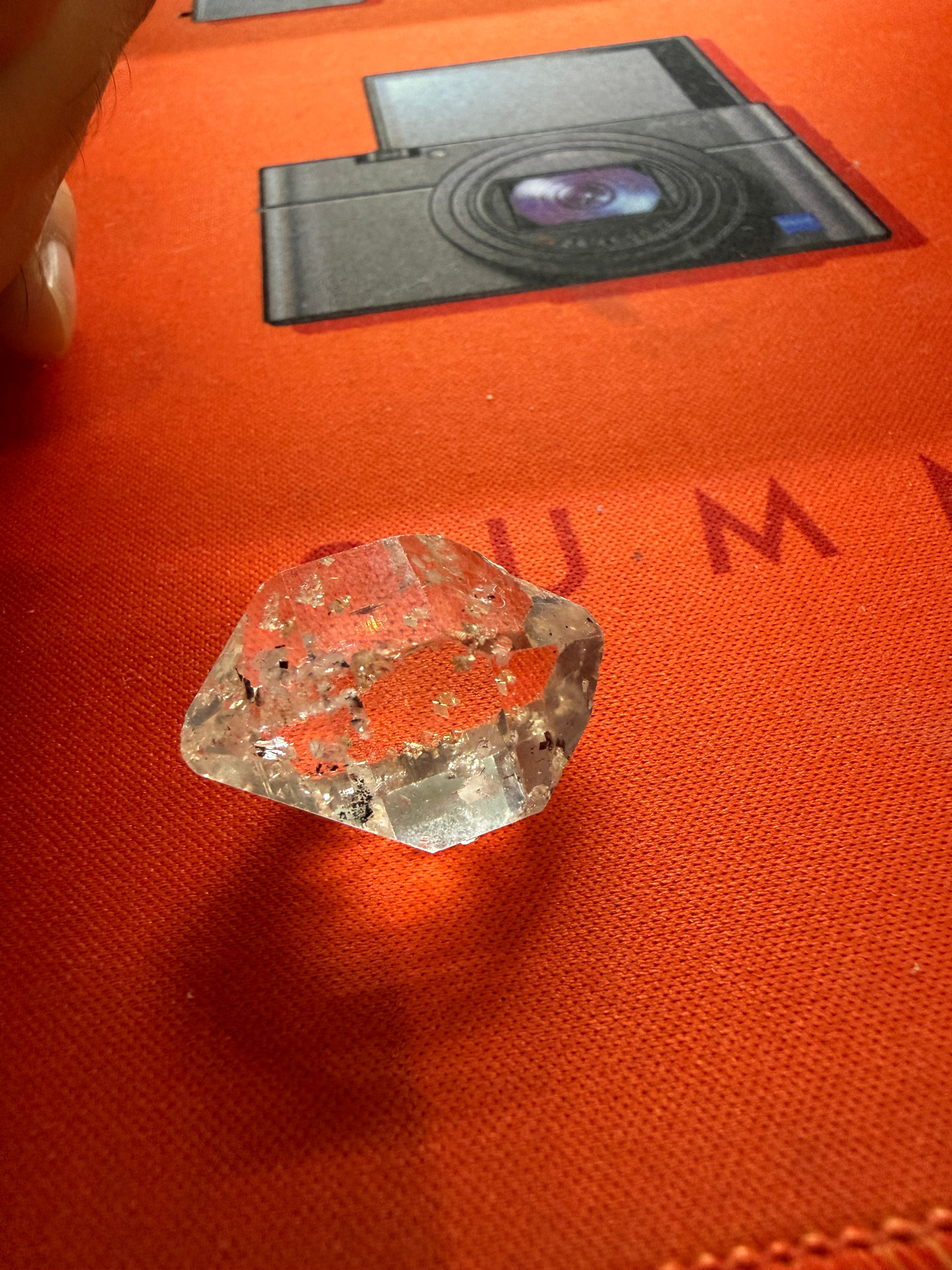 Elestial Quartz Crystal - White Inclusions & Rainbow Flash