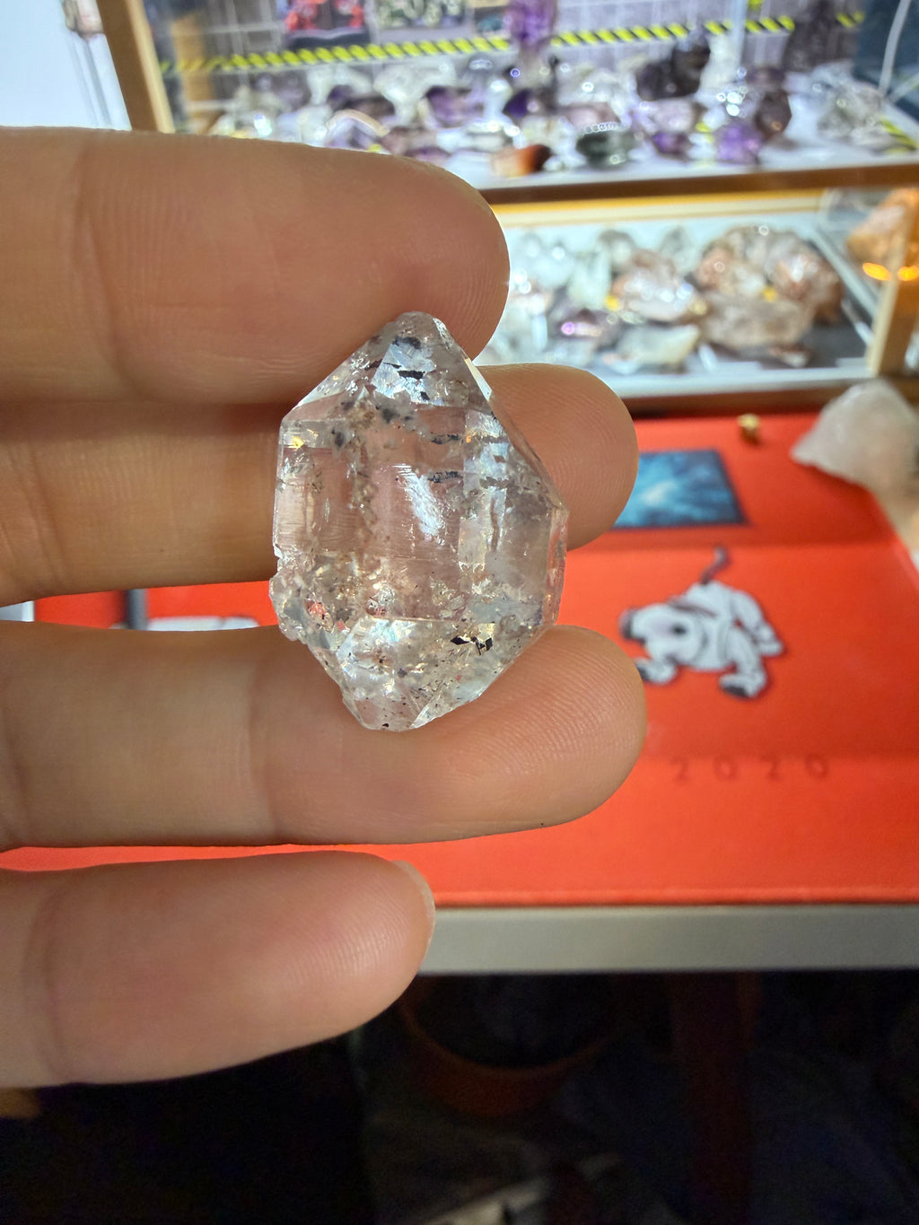Elestial Quartz Crystal - White Inclusions & Rainbow Flash