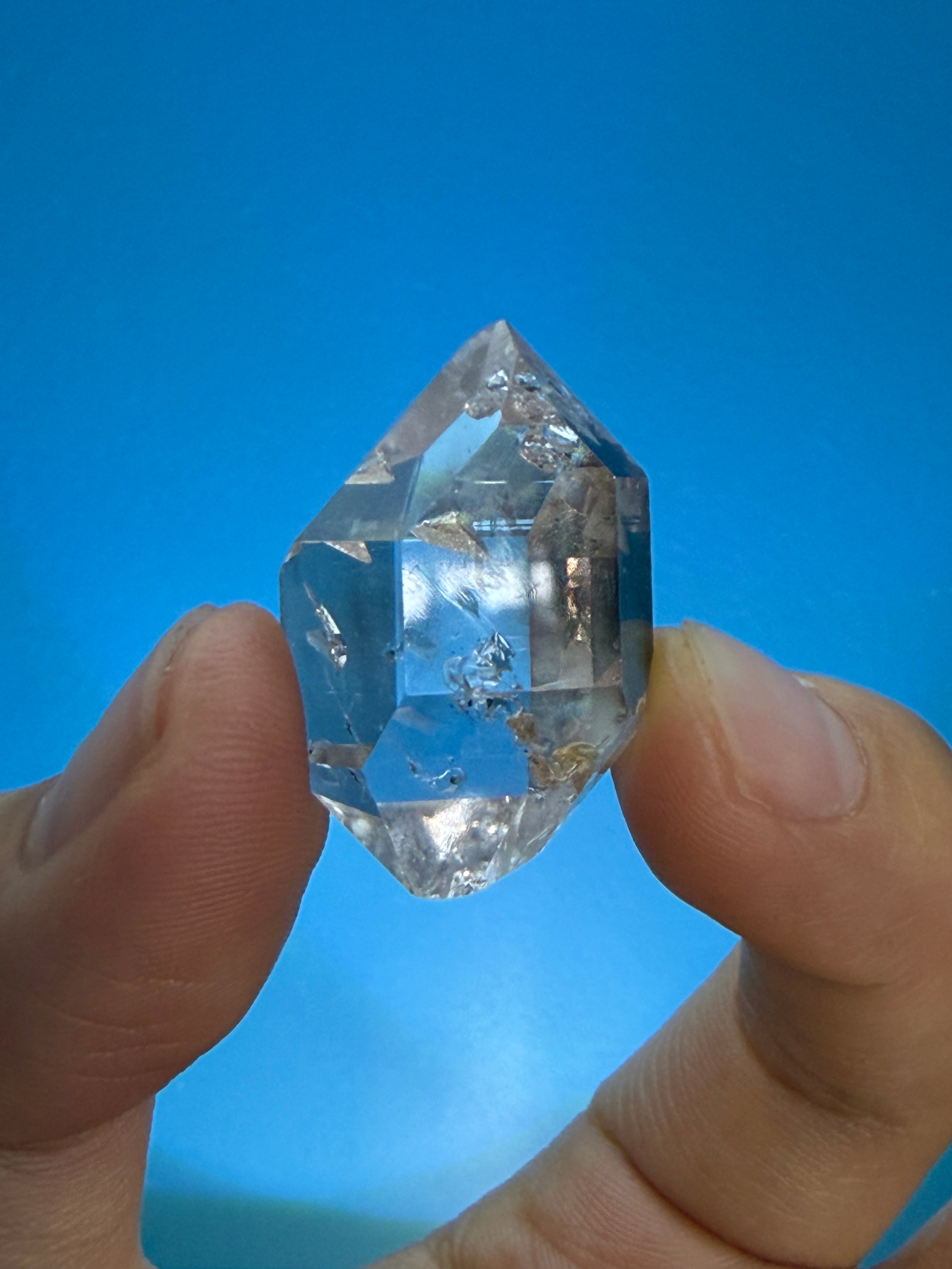 Elestial Quartz Crystal - Light Tea-Toned Layered Form
