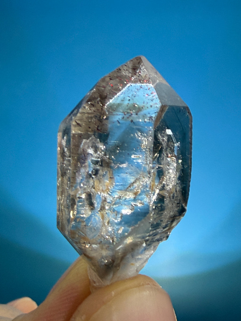 Elestial Quartz Crystal - Light Tea Scepter Point