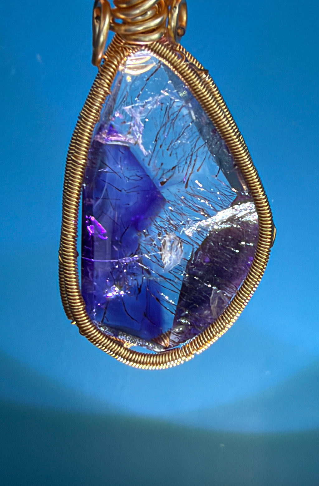 Super Seven Pendant - 12.3g Copper Wire Red Inclusion Crystal