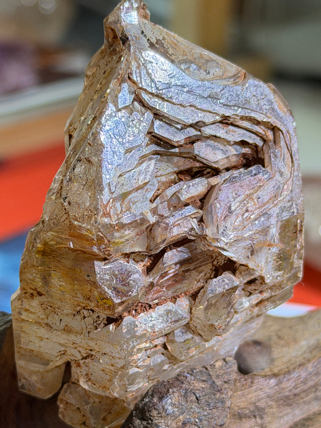 Red Mud Elestial Quartz with Hand-Carved Wood Stand - 69.5g - IMG_6748.JPG