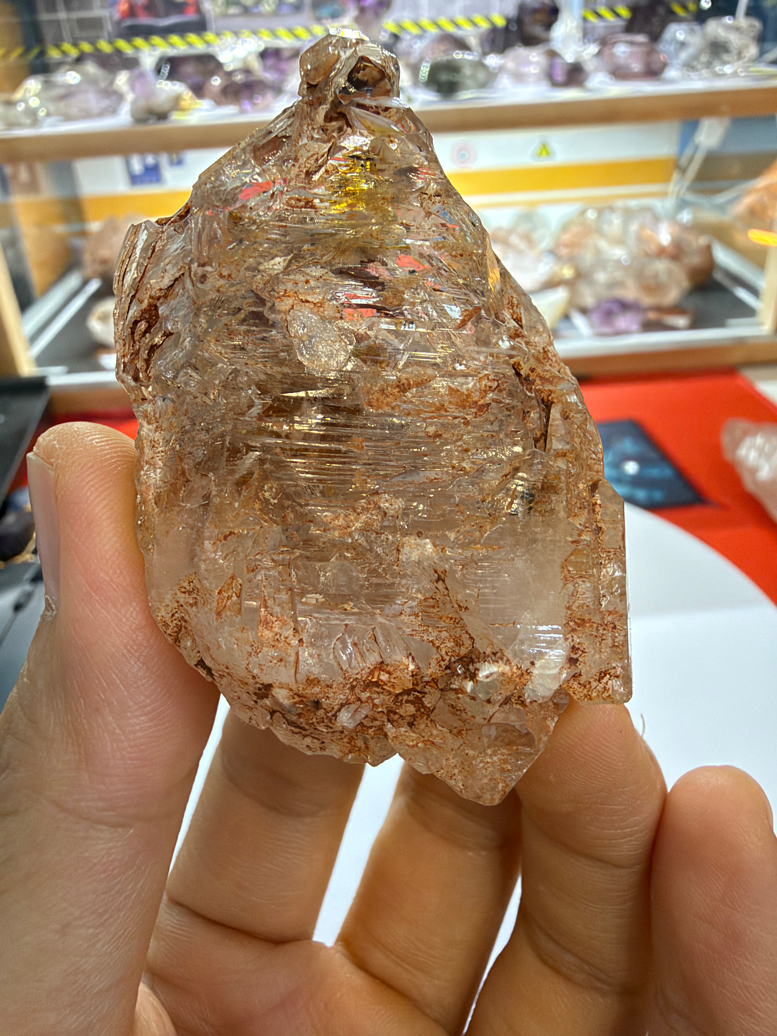 Red Mud Elestial Quartz with Hand-Carved Wood Stand - 69.5g - IMG_6758.JPG
