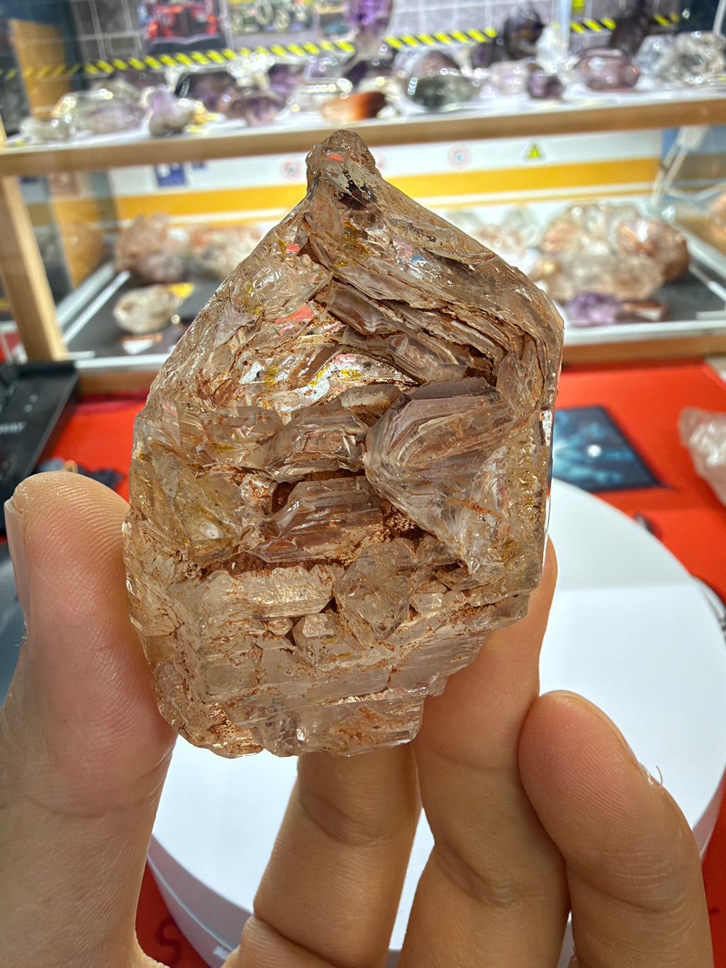 Red Mud Elestial Quartz with Hand-Carved Wood Stand - 69.5g - IMG_6760.JPG