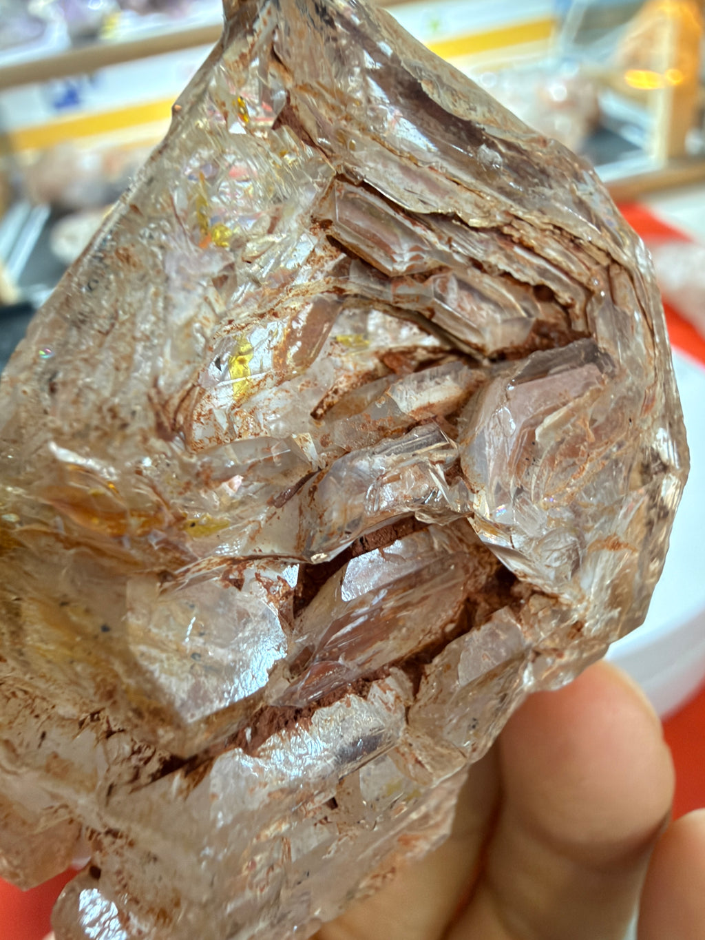 Red Mud Elestial Quartz with Hand-Carved Wood Stand - 69.5g - IMG_6761.JPG