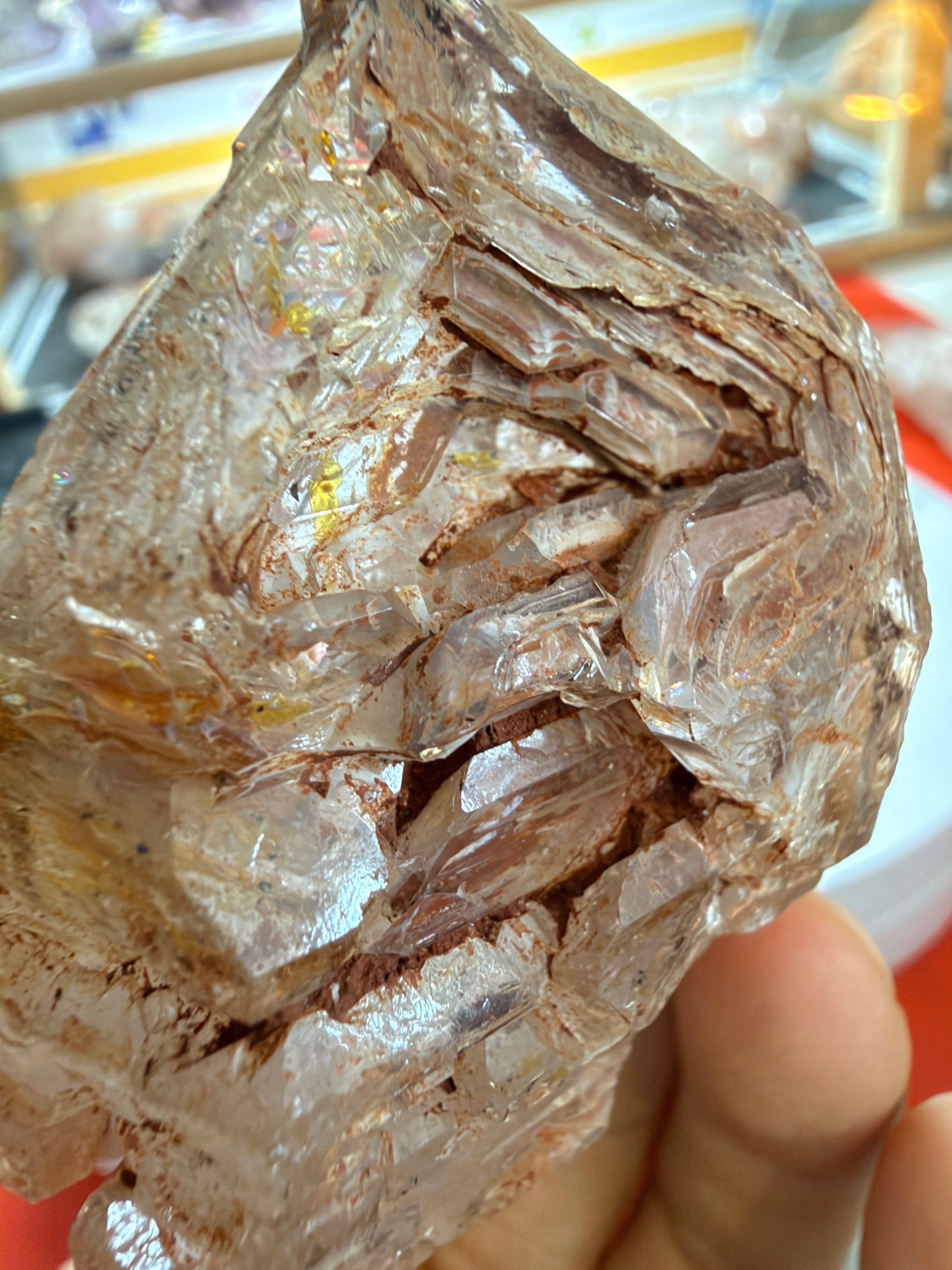 Red Mud Elestial Quartz with Hand-Carved Wood Stand - 69.5g - IMG_6761.JPG