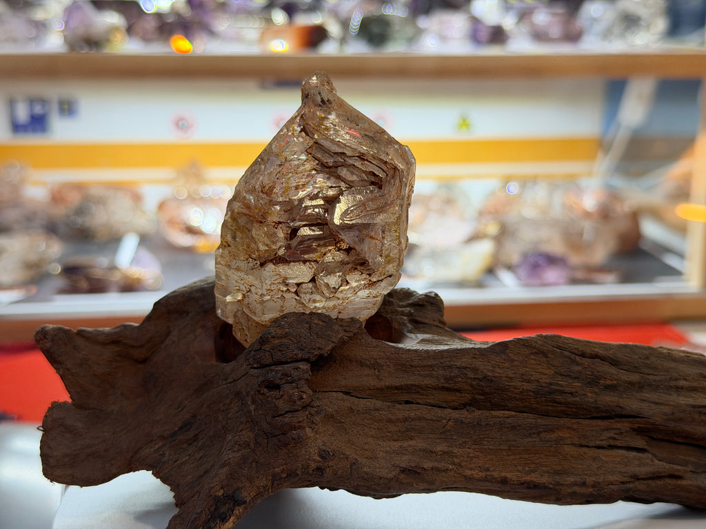 Red Mud Elestial Quartz with Hand-Carved Wood Stand - 69.5g - IMG_6769.JPG