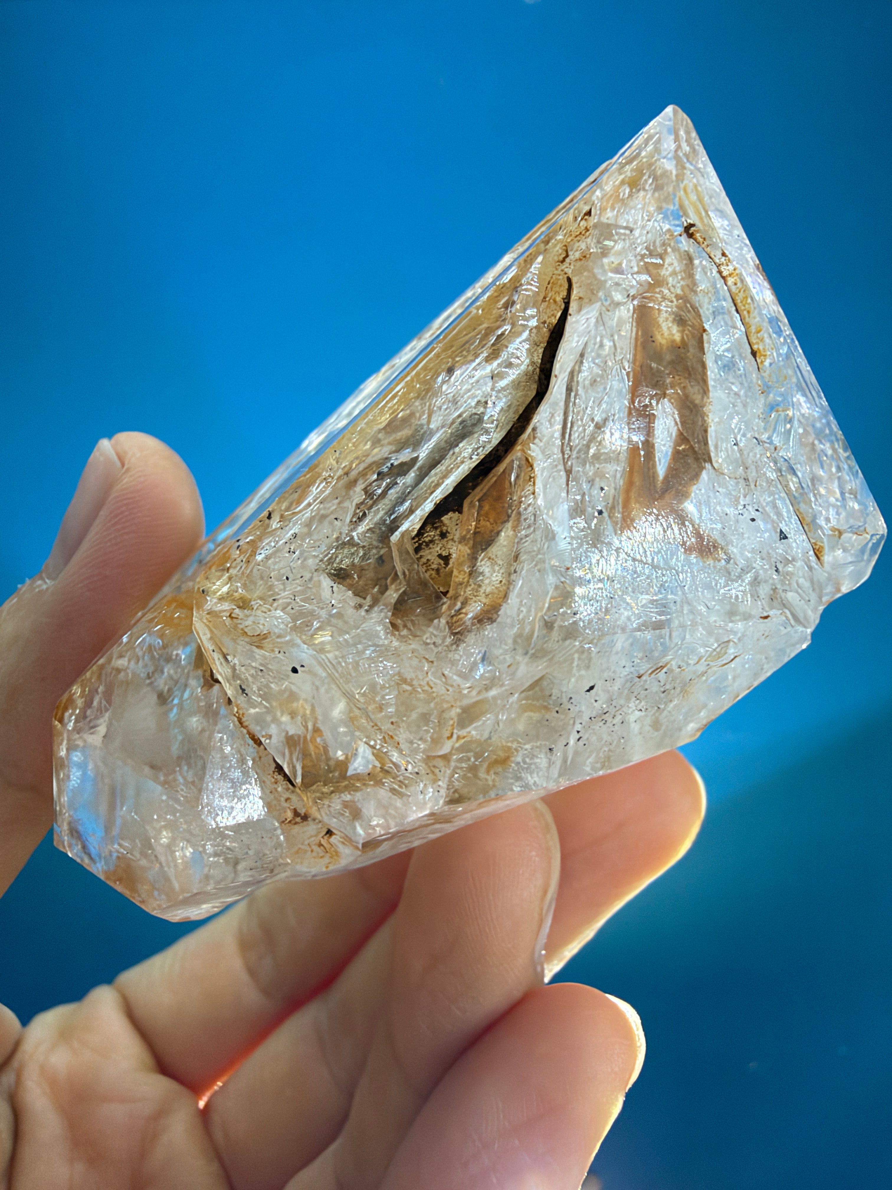 Large Yellow Mud Elestial Quartz with Rainbow Windows - 193g - IMG_6868.jpeg
