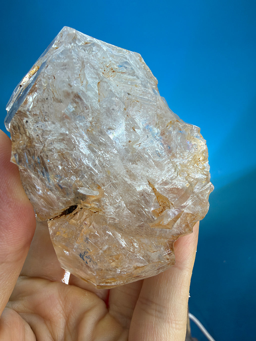 Large Yellow Mud Elestial Quartz with Rainbow Windows - 193g - IMG_6869.jpeg