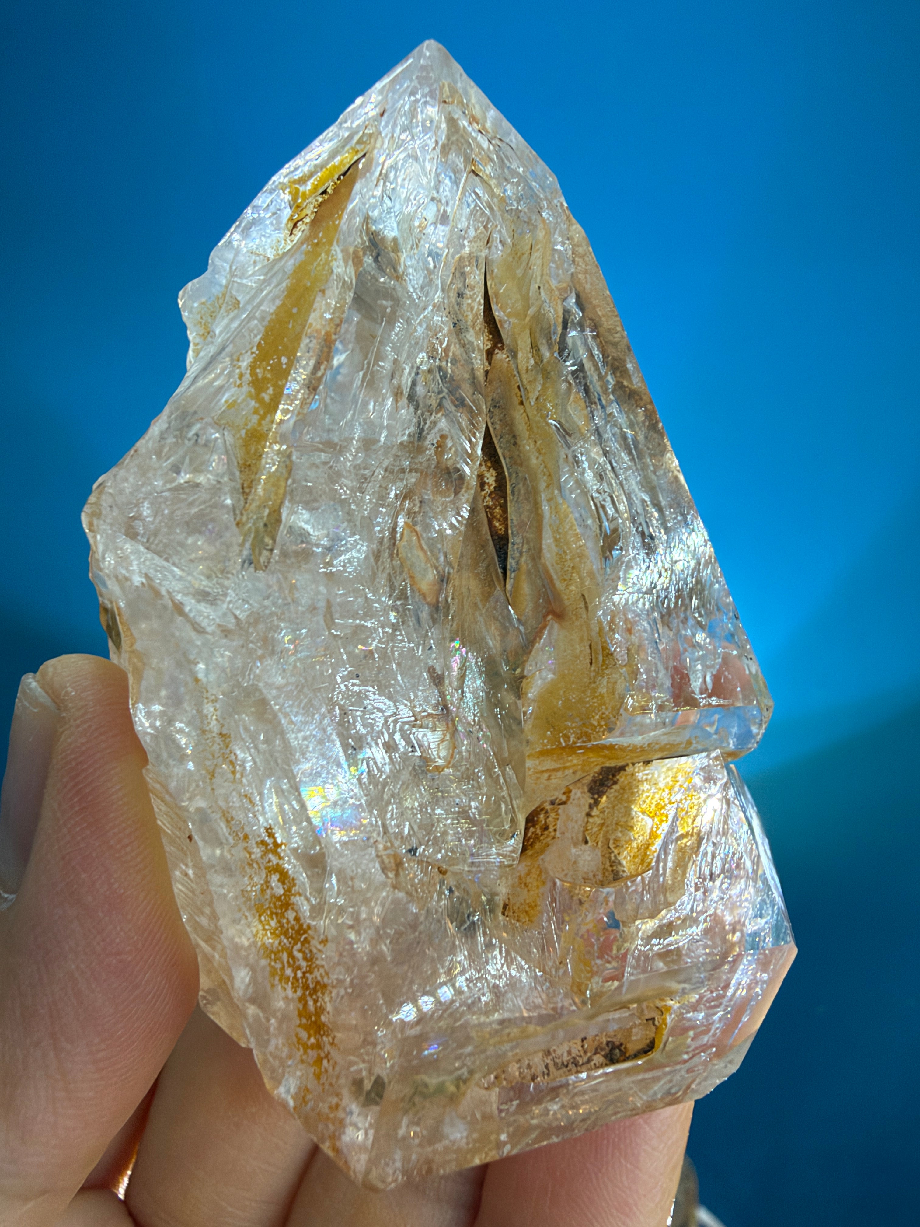 Large Yellow Mud Elestial Quartz with Rainbow Windows - 193g - IMG_6871.jpeg