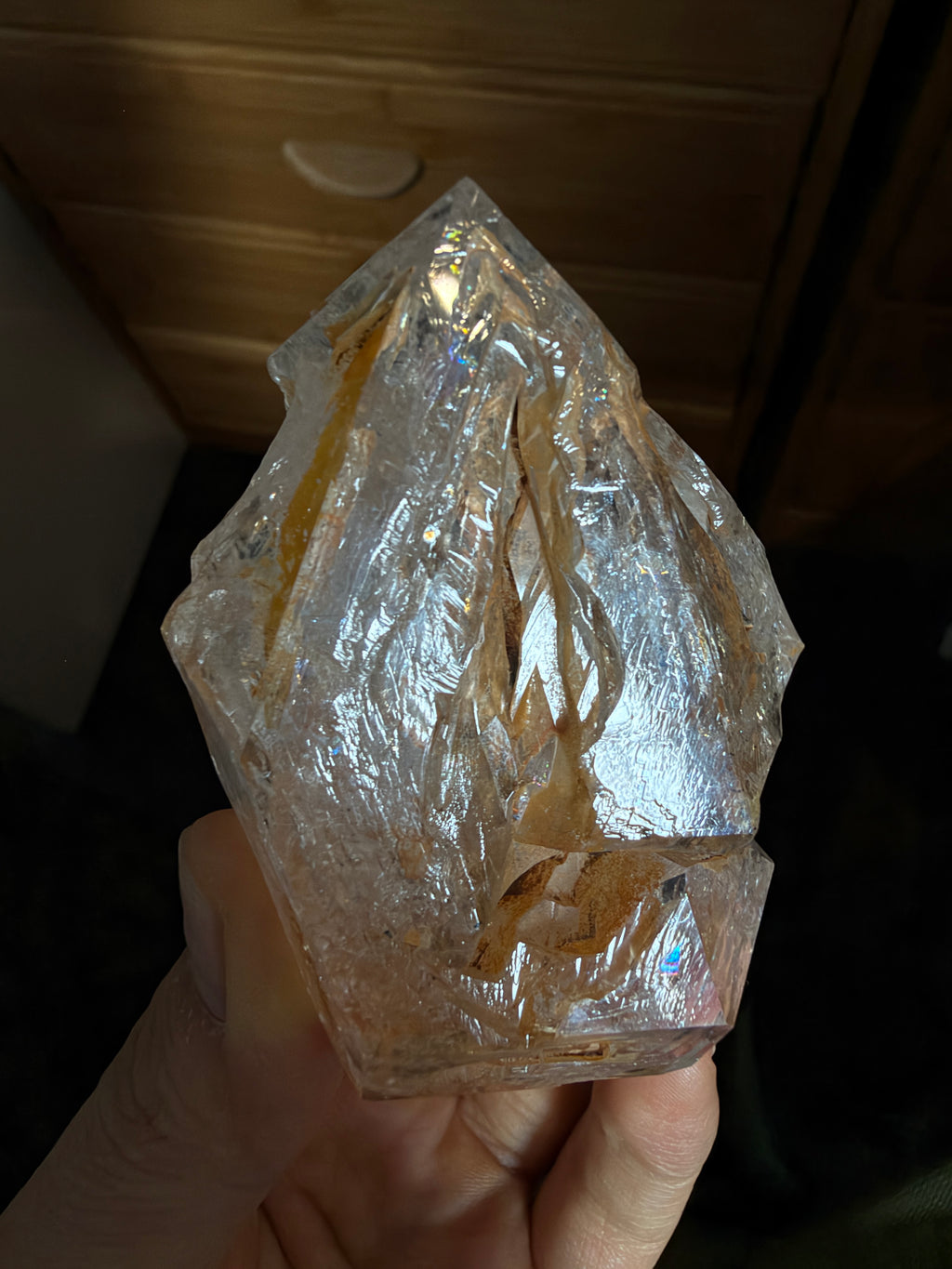 Large Yellow Mud Elestial Quartz with Rainbow Windows - 193g - IMG_6874.jpeg