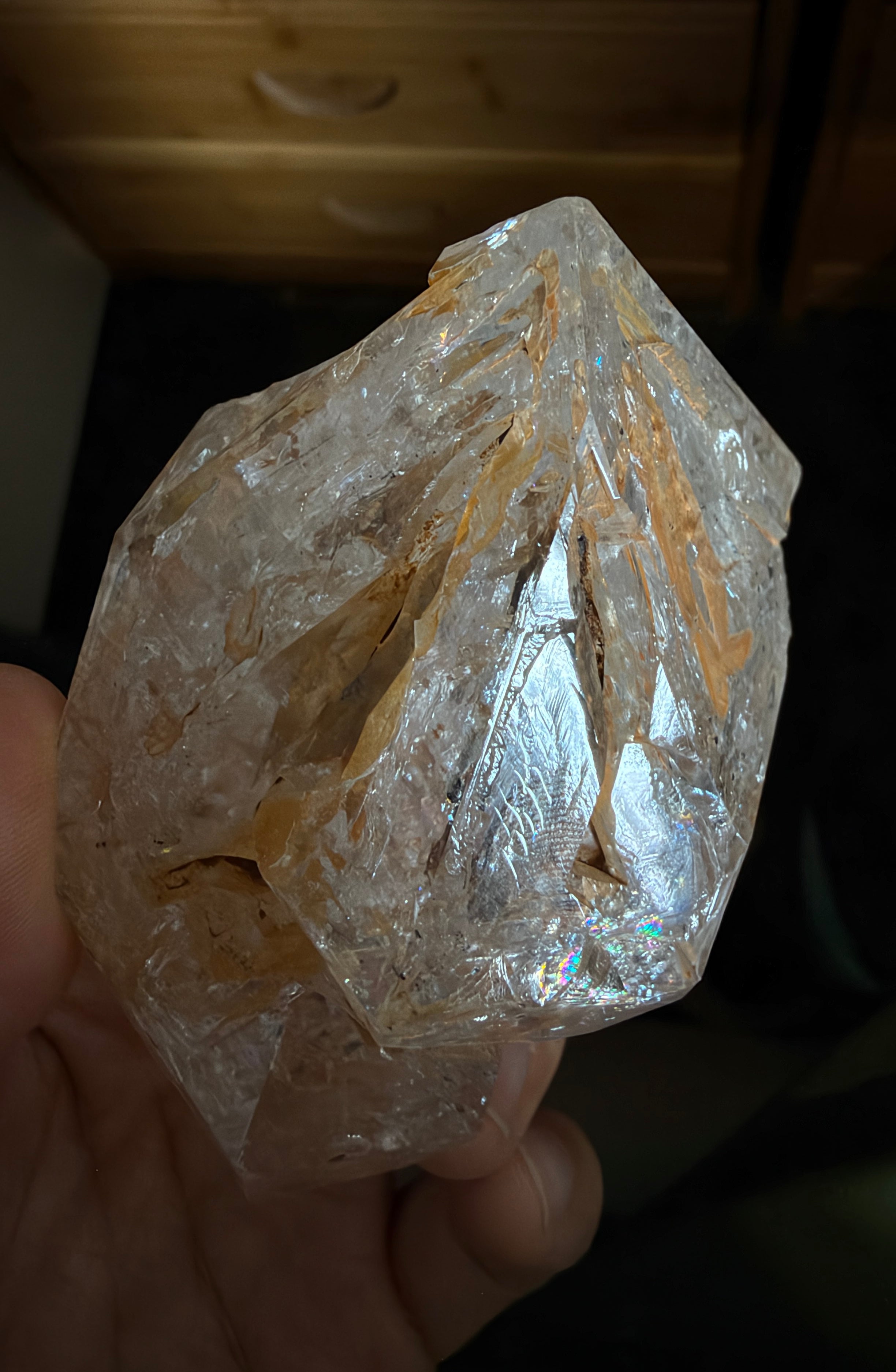 Large Yellow Mud Elestial Quartz with Rainbow Windows - 193g - IMG_6875.jpeg