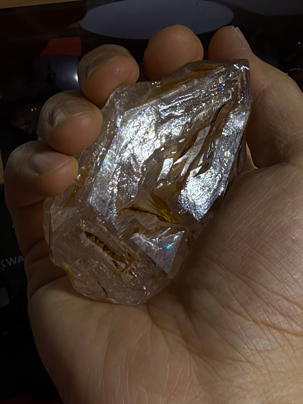 Large Yellow Mud Elestial Quartz with Rainbow Windows - 193g - IMG_6888.jpeg