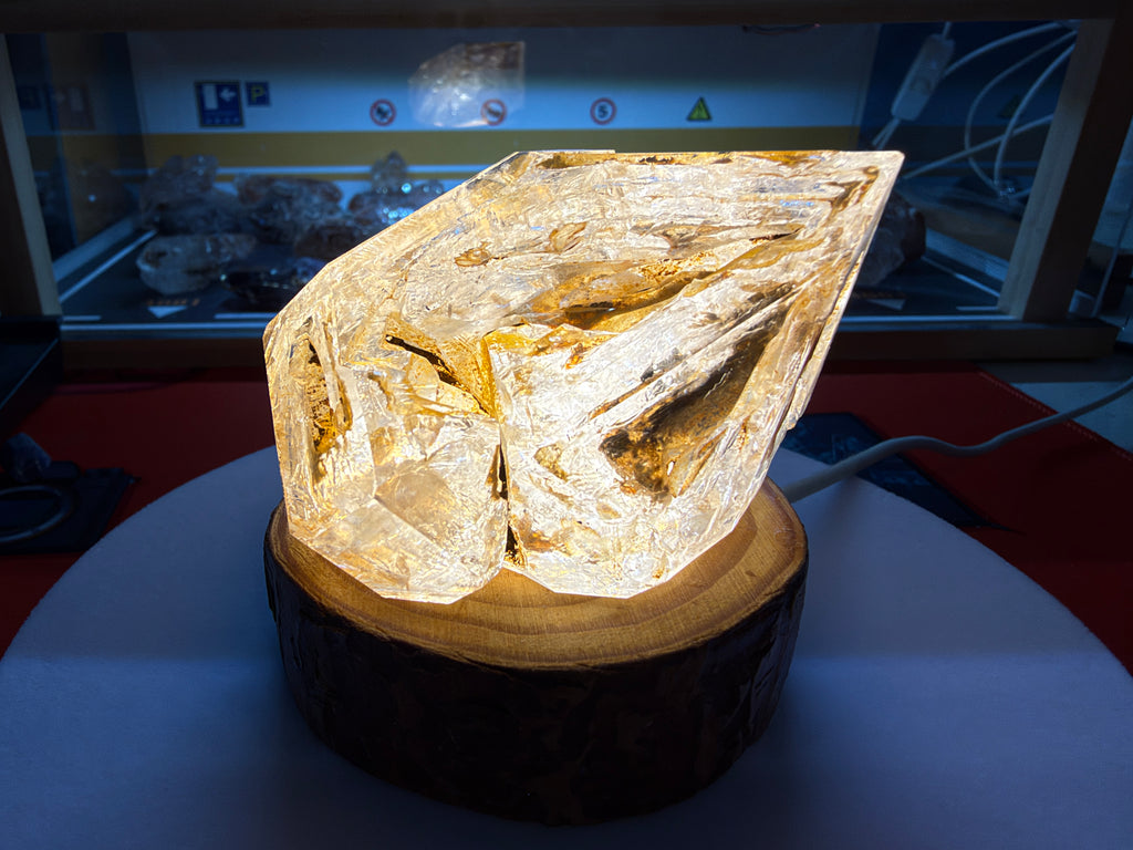 Large Yellow Mud Elestial Quartz with Rainbow Windows - 193g