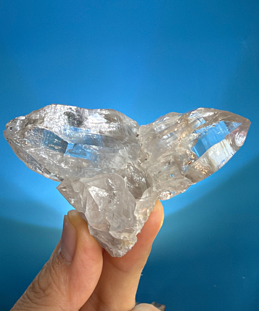 Himalayan Quartz Eagle Wing Twin Point with Wood Stand - 105g - IMG_6948.jpeg