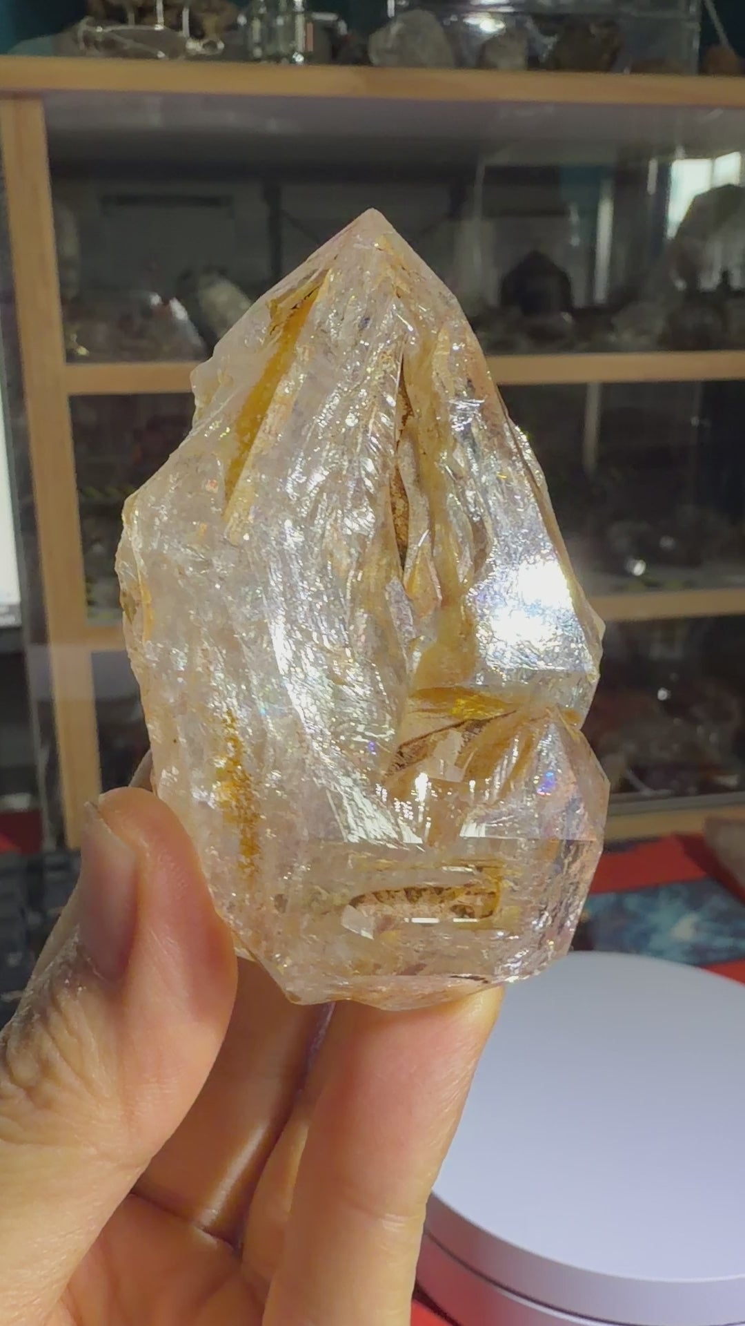 Large Yellow Mud Elestial Quartz with Rainbow Windows - 193g - IMG_6887.mov