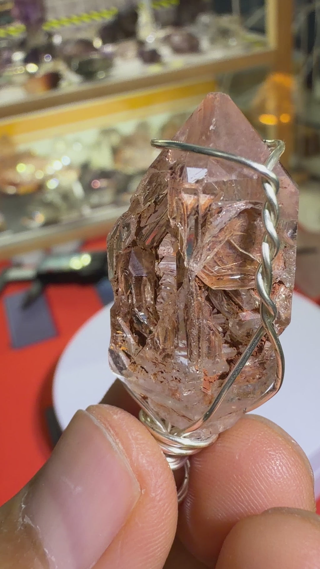 Wire-Wrapped Red Mud Quartz Pendant - 14.8g - IMG_6744.MOV