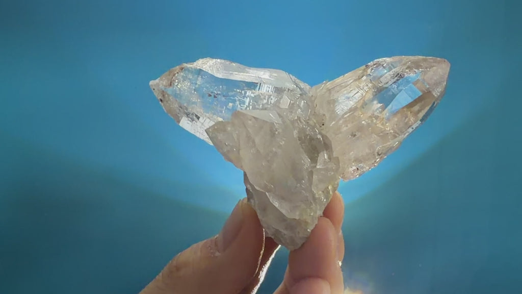 Himalayan Quartz Eagle Wing Twin Point with Wood Stand - 105g - IMG_6950.mov