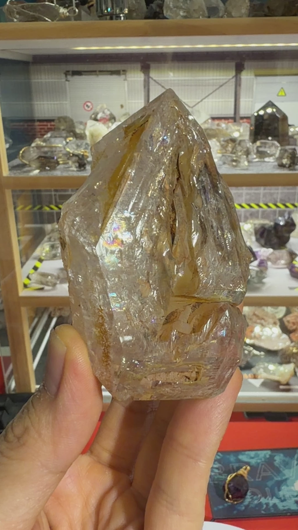 Large Yellow Mud Elestial Quartz with Rainbow Windows - 193g - IMG_6890.mov