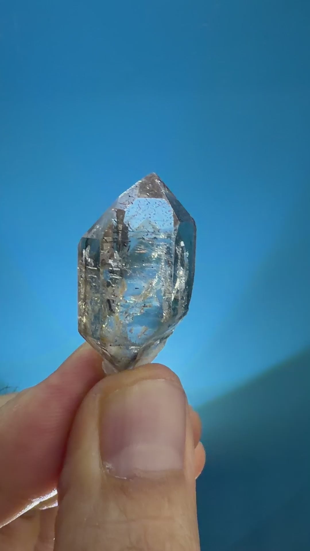 Elestial Quartz Crystal - Light Tea Scepter Point