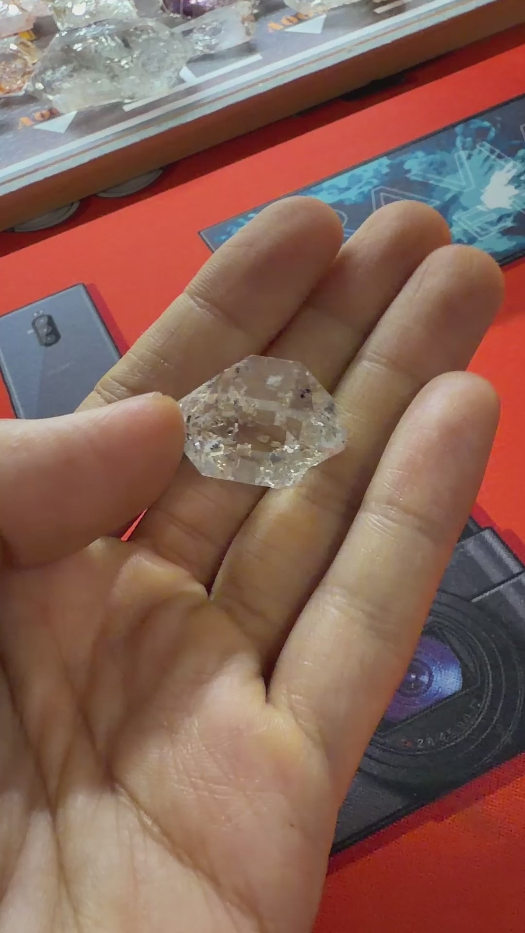 Elestial Quartz Crystal - White Inclusions & Rainbow Flash